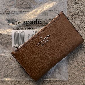 NWT Kate Spade tan brown cognac warm gingerbread slim wallet